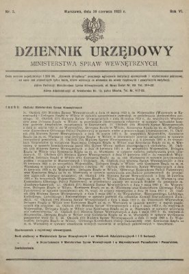 Dziennik Urzędowy Ministerstwa Spraw Wewnętrznych 1923 №03