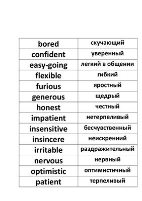 Spotlight 8 Карточки Character adjectives and feelings