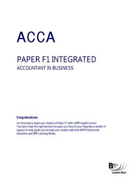 ACCA F1 Accountant in Business course companion