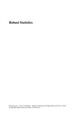Maronna R.A., Martin R.D., Yohai V.J. Robust Statistics Theory and Methods