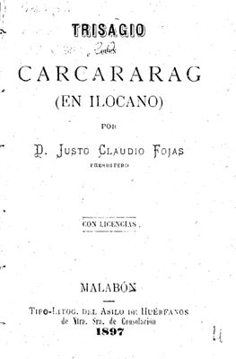Fojas J.C. (ed.) Trisagio quen Carcararag (en ilocano)