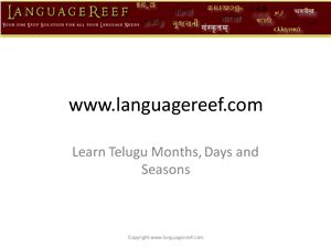 Learn telugu months, days and seasons