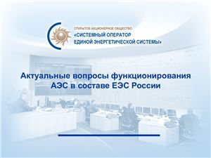 Актуальные вопросы функционирования АЭС в составе ЕЭС России