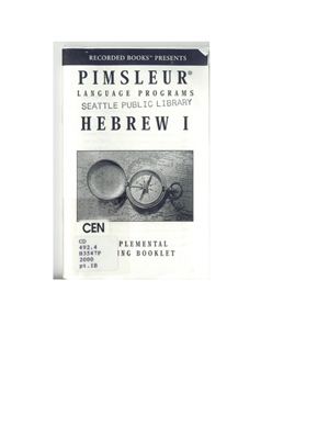 Pimsleur Paul. Pimsleur Hebrew Course 1 Part 1