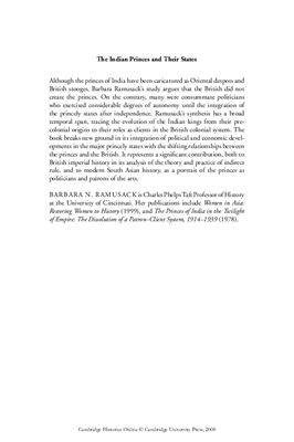 Ramusack B.N. The New Cambridge History of India, Volume 3, Part 6: The Indian Princes and their States