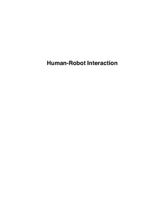 Sarkar N. (ed.) Human-Robot Interaction