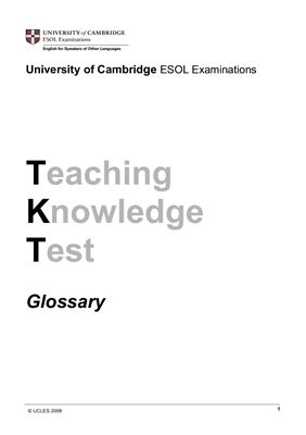 University of Cambridge ESOL Examinations TKT Glossary