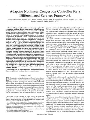 Pitsillides A., Ioannou P., Lestas M., Rossides L. Adaptive Nonlinear Congestion Controller for a Differentiated-Services Framework