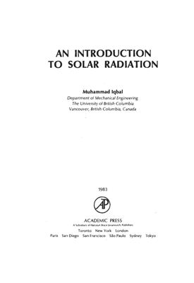 Iqbal M., An Introduction to Solar Radiation