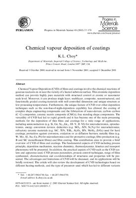 Choy K.L. Chemical vapour deposition of coatings
