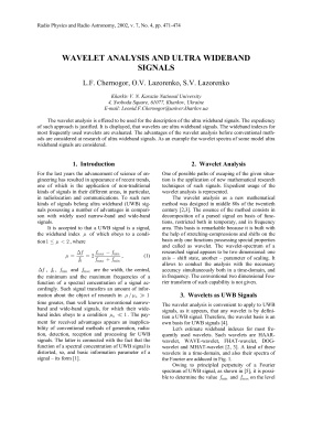 Chernogor L.F., Lazorenko O.V., Lazorenko S.V. Wavelet analysis and ultra wideband signals