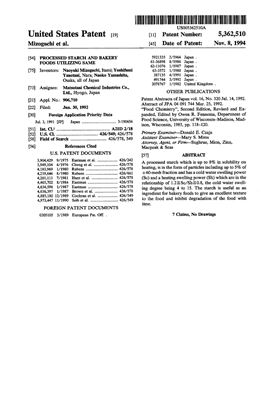 Patent 5362510 A US, Processed starch and bakery foods utilizing same