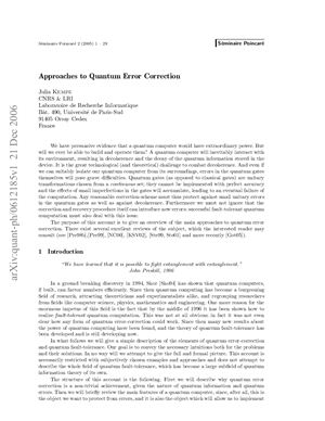 Kempe, Julia - Approaches to Quantum Error Correction