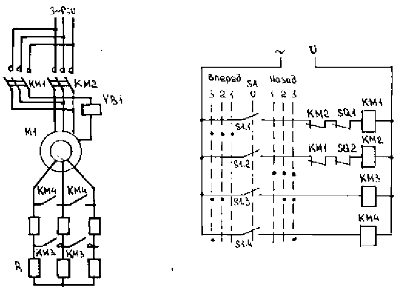 Схема управления ад с фазным ротором предусматривает