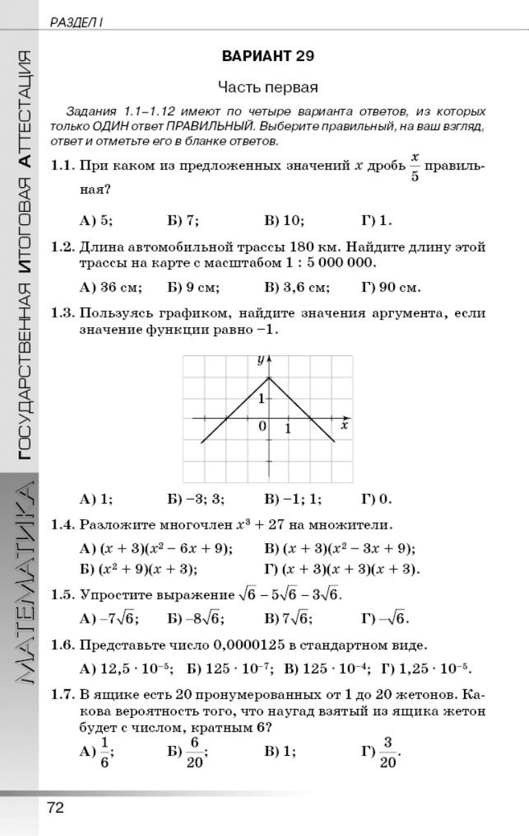 Истер А.С., Глобин А.Е., Комаренко Е.В. Сборник заданий для государственной  итоговой аттестации по математике. 9 класс