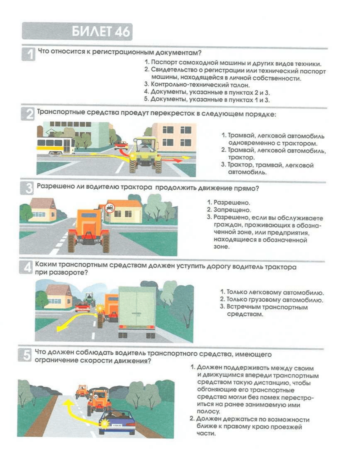 Билеты экзаменационные для приема теоретического экзамена по правилам  дорожного движения для водителей самоходных машин(тракторов), для движения  по дорогам общего пользования