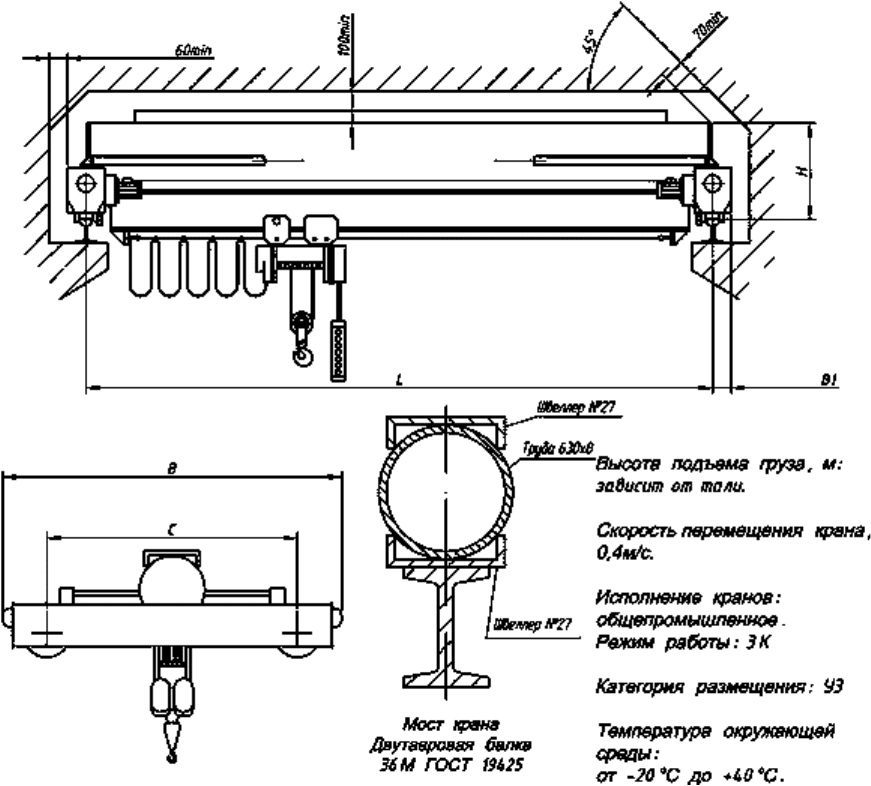 Концевая балка опорного крана чертеж