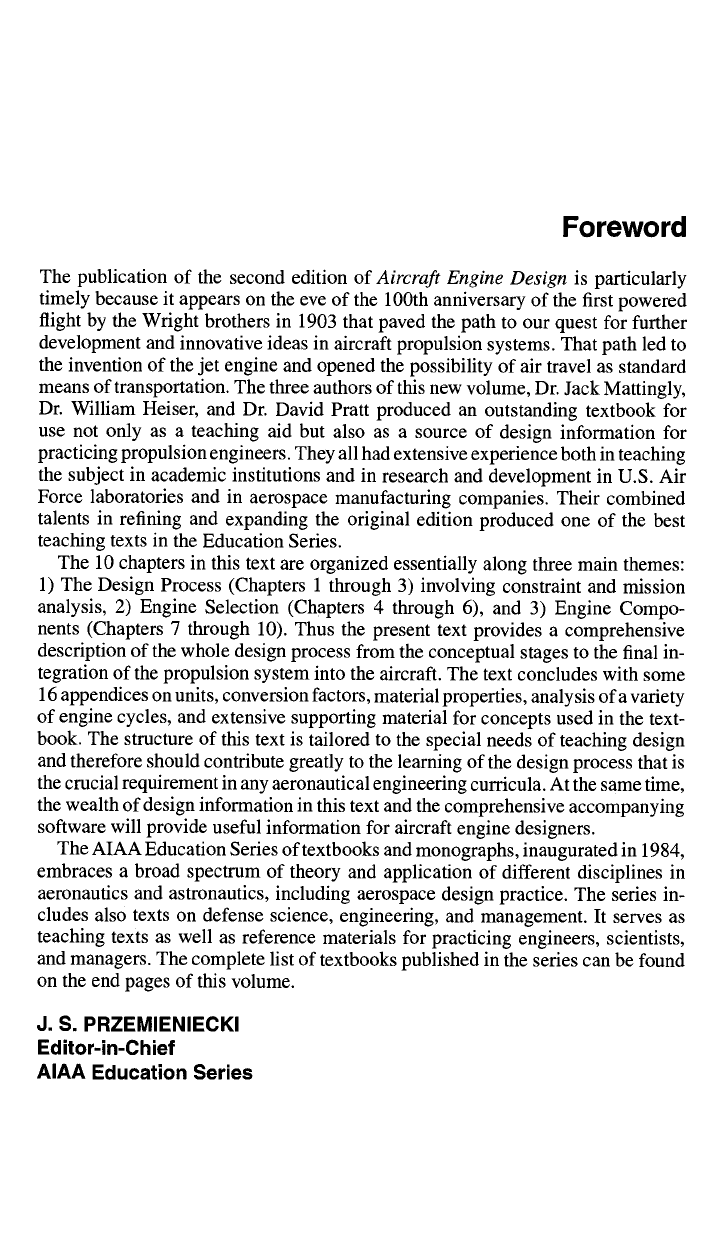 Mattingly J.D., Heiser W.H., Pratt D.T. Aircraft Engine Design